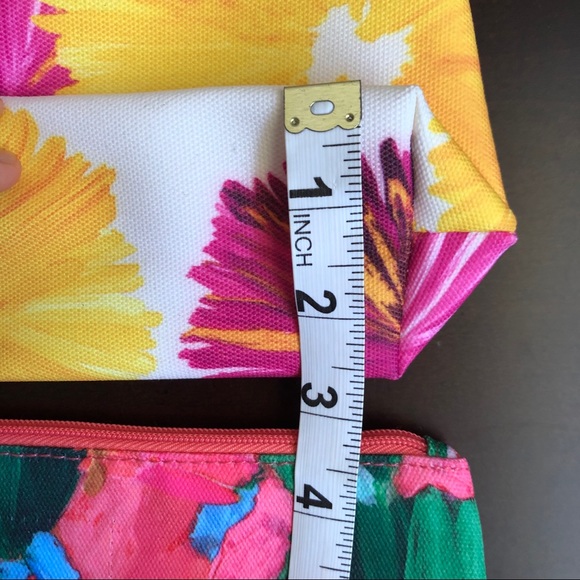 Clinique Yellow Pink Orange Floral Makeup Bags - Picture 6 of 13